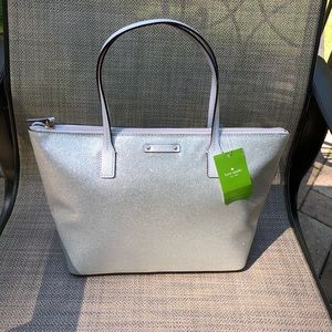 Kate Spade handbag sparkly silver -new with tag !